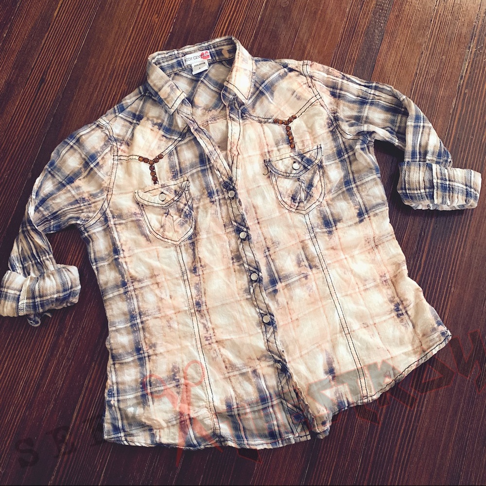 ++ [restyled] • heavily bleach bling button up ++